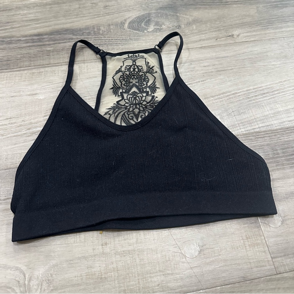No Brand Black Sheer Embroidered Bralette - Picture 2 of 2